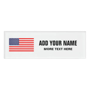 Patriotic American flag personalised name tags
