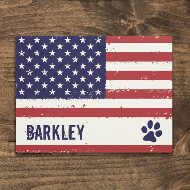 Patriotic American Flag Personalized Dog Bowl Mat (Creator Uploaded)