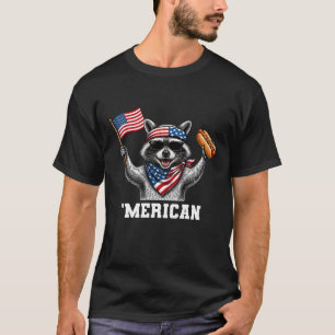Patriotic American Flag Racoon Fourth Of July Uni T-Shirt