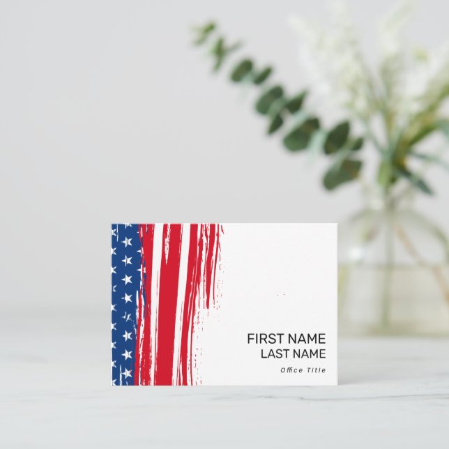 Patriotic American Flag Red Political Campaign  Business Card (Standing Front)
