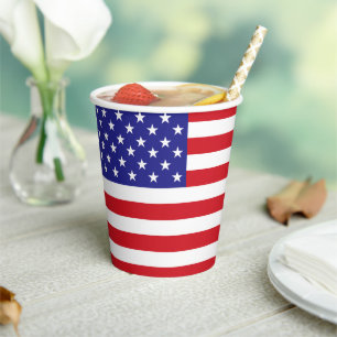 Patriotic American Flag Red White and Blue USA Paper Cups