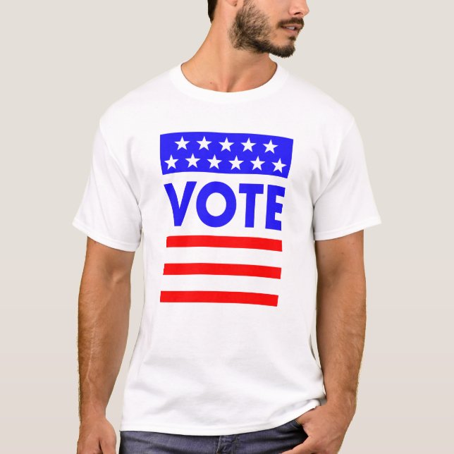 Patriotic American Flag Red White and Blue Voter T-Shirt (Front)