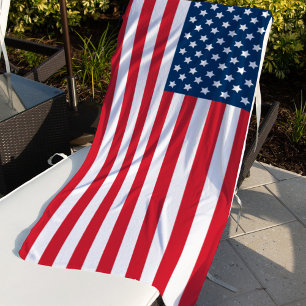 Patriotic American Flag Red White Blue Beach Towel