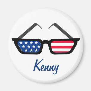 Patriotic American Flag Retro Sunglasses Magnet