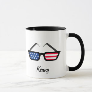 Patriotic American Flag Retro Sunglasses Mug