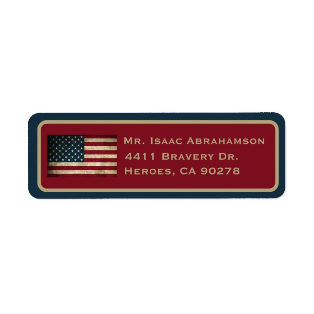 Patriotic American Flag Return Address Label (Front)