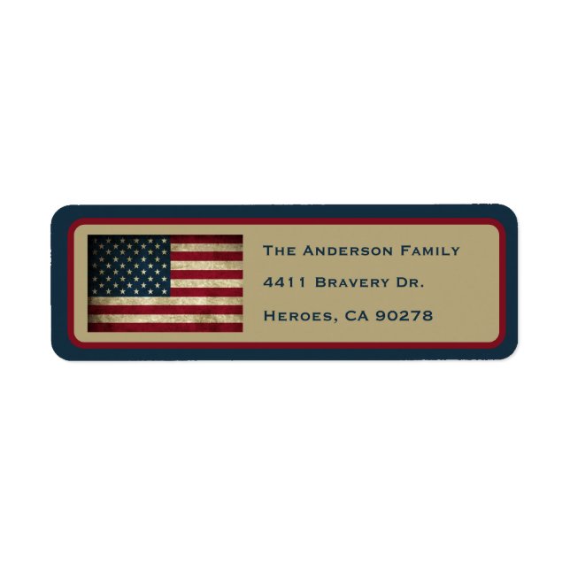 Patriotic American Flag Return Address Label (Front)