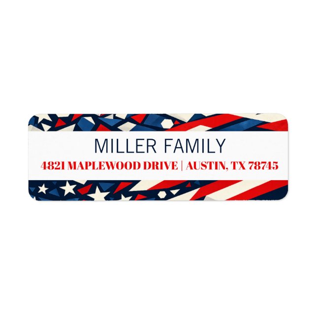 Patriotic American Flag Return Address Labels (Front)