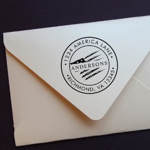 Patriotic American Flag   Return Address Self-inking Stamp