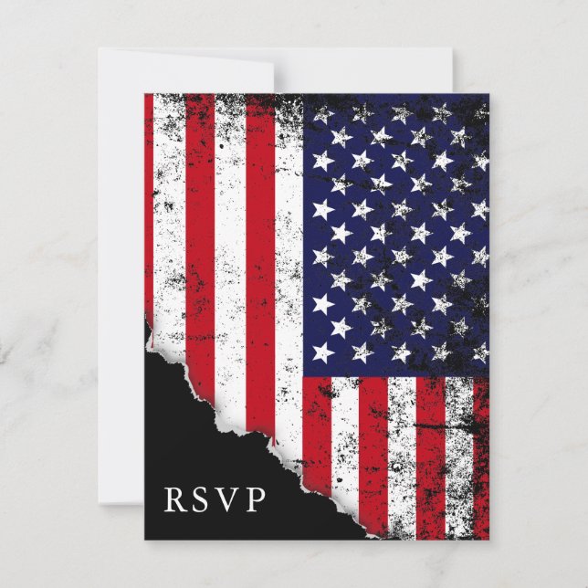 Patriotic American Flag RSVP Reply (Front)