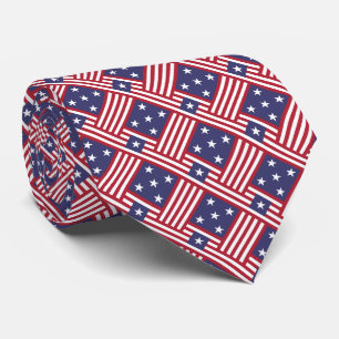 Patriotic American Flag stars and stripes pattern Tie