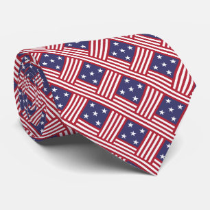 Patriotic American Flag stars and stripes pattern Tie