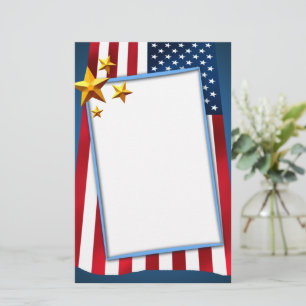 Patriotic American Flag Stationery