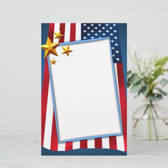 Patriotic American Flag Stationery (Standing Front)