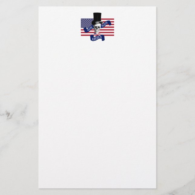 Patriotic American flag Stationery (Front)