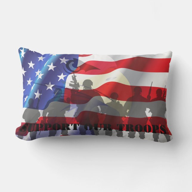 Patriotic American Flag Support our troops Lumbar Cushion (Front)