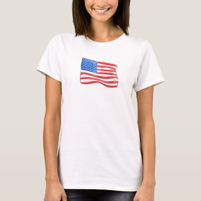Patriotic American Flag T-Shirt (Front)
