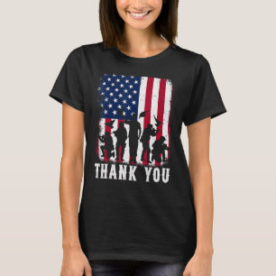 Patriotic American Flag Thank You For Mens Womens T-Shirt