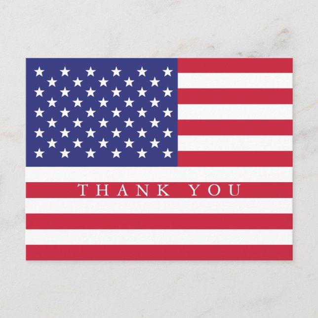 Patriotic American Flag Thank You Postcard (Front)
