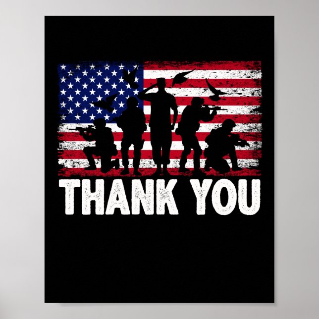 Patriotic American Flag Thank You Poster (Front)