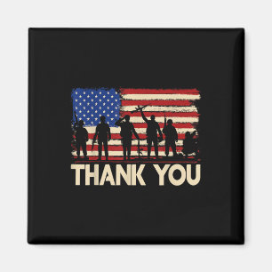 Patriotic American Flag Thank You Veterans Magnet