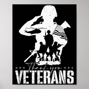 Patriotic American Flag Thank You Veterans Men Wom Poster