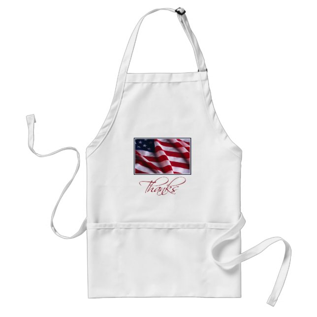 Patriotic American Flag Thanks in Red Standard Apron (Front)
