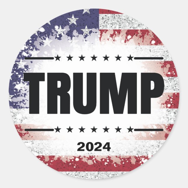 Patriotic American Flag Trump 2024 Sticker (Front)