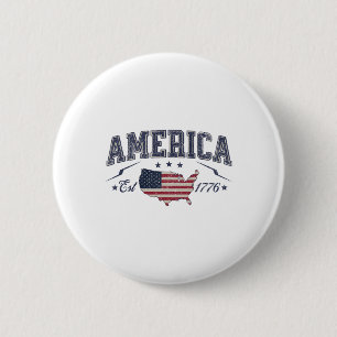 Patriotic American Flag Usa Est 1776 4th Of July A 6 Cm Round Badge