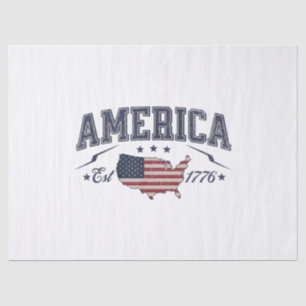 Patriotic American Flag USA Est 1776 4th of July A Tissue Paper