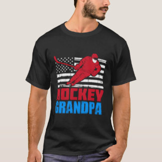 Patriotic American Flag Usa Ice Hockey Grandpa T-Shirt
