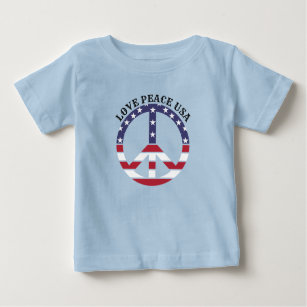 Patriotic American Flag USA Love Peace Sign Baby T-Shirt