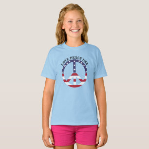 Patriotic American Flag USA Love Peace Sign T-Shirt