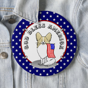 Patriotic American Flag USA Papillon (lemon) Cute 6 Cm Round Badge