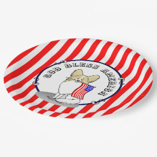 Patriotic American Flag USA Papillon (lemon) Cute Paper Plate