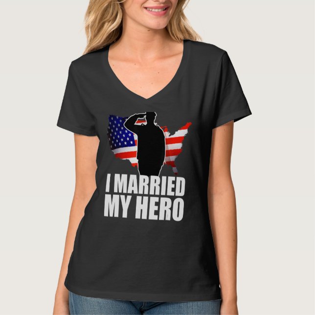 Patriotic American Flag Veteran Military Wife Supp T-Shirt (Front)