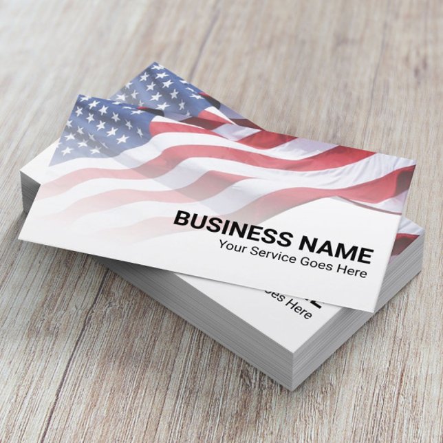 Patriotic American Flag Veteran Service Business Card (Creator Uploaded)