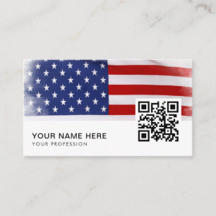 patriotic american flag veteran service QR Code Business Card