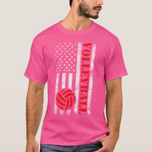 Patriotic American Flag Volleyball Women Men Volle T-Shirt