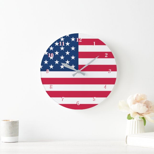 Patriotic American Flag Wall Clock (Home)