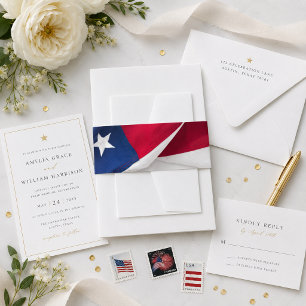 PATRIOTIC American Flag Wedding  Invitation Belly Band
