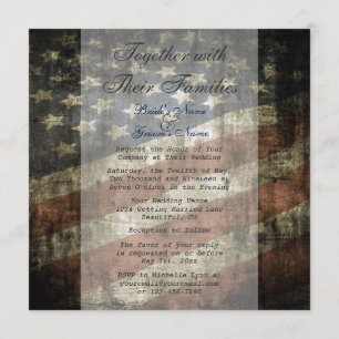 Patriotic American Flag Wedding Invitation w/ RSVP