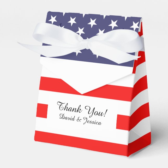 Patriotic American flag wedding party favour box (Front Side)