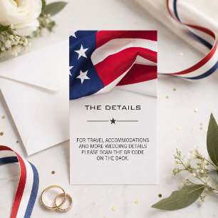 PATRIOTIC American Flag Wedding QR Details Enclosure Card