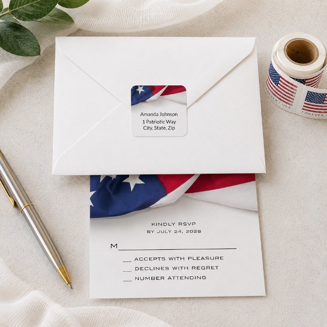 Patriotic American Flag Wedding  Square Sticker (Creator Uploaded)