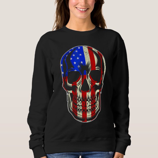 Patriotic American Flag with Skull Bundle for Men  Sweatshirt (Front)