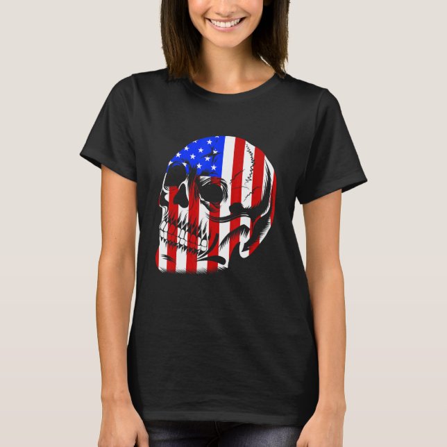 Patriotic American Flag with Skull Bundle for Men  T-Shirt (Front)