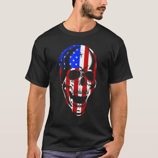 Patriotic American Flag with Skull Bundle for Men  T-Shirt (Front)