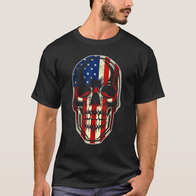 Patriotic American Flag with Skull Bundle for Men  T-Shirt (Front)