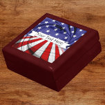 Patriotic American Flag Wood Keepsake Gift Box<br><div class="desc">Patriotic,  red,  white,  blue,  American flag,  monogrammed,  wooden and tile keepsake jewellery box.  Personalise with your name or any message you like!  Don't see what you want?  Send me a message for a custom order.</div>